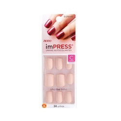 Unha Impress Curta Bubble Gum 24un