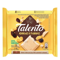 Choc Talento Branco Cereais E Passas 85g